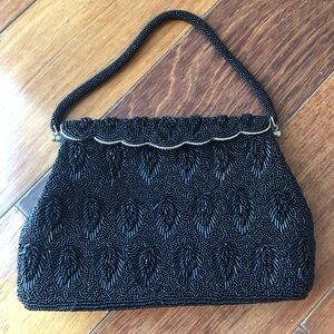 Elegant Black Beaded Handbag